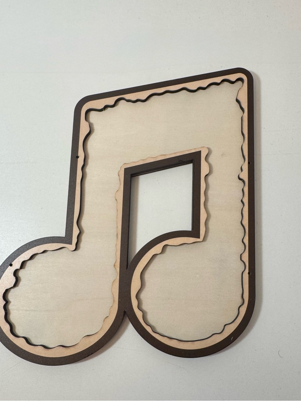 Two-Tone Brown & Natural Wooden Music Note Wall Decor